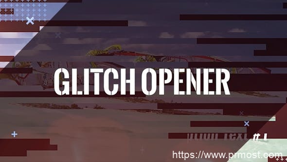 034信号干扰视频开场Pr模版，Action Glitch Opener