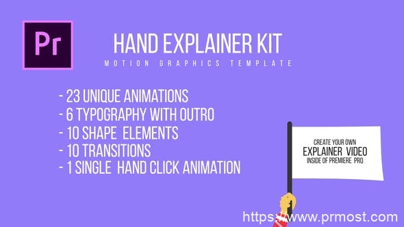 046手势卡通文字动画Pr模版，Hand Explainer Kit