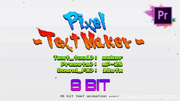 053信号干扰视频文字特效Pr模版，Arcade Text Maker 8bit Glitch Titles For Premiere Pro