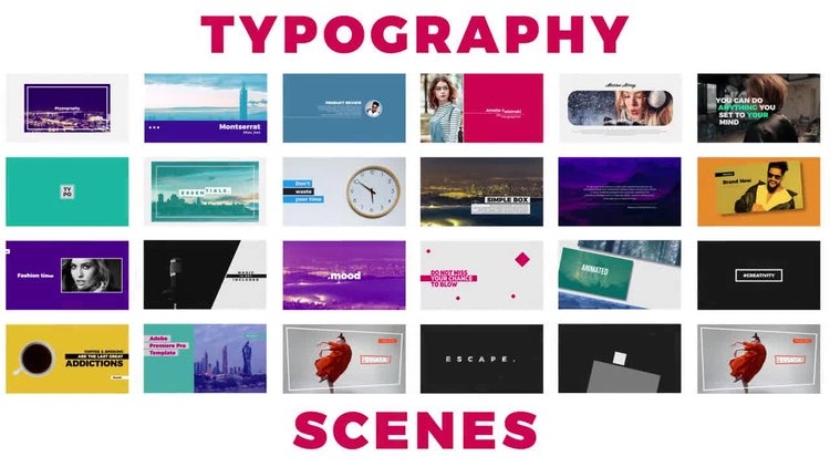 155创意文字特效视频开场Pr模版，Typography