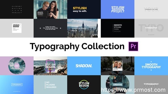 225创意文字特效MOGRT预设Pr预设，Typography Essential – For Premiere Pro