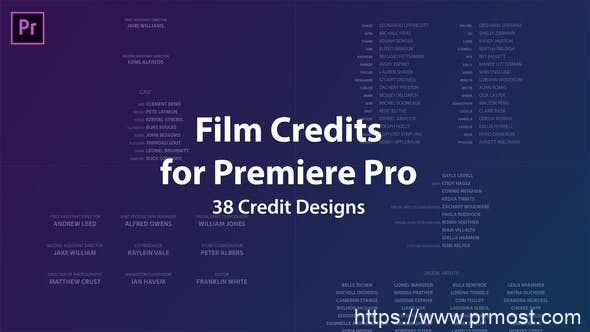 244电影片尾演员职工剧务谢幕滚动文字Pr预设Pr模版AE模版，Film Credits Kit