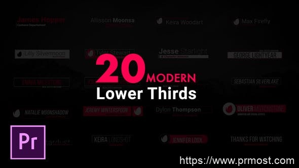 289现代字幕条动画Mogrt预设AE模版，Modern Lower Thirds For Premiere Pro