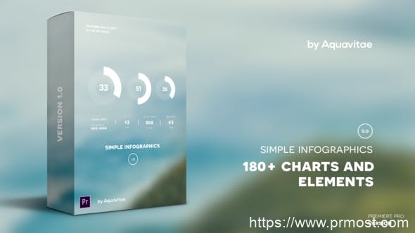 290-180+圆环柱状图文字标题字幕信息数据图表PR预设Mogrt预设，Simple Infographics I MOGRT for Premiere Pro