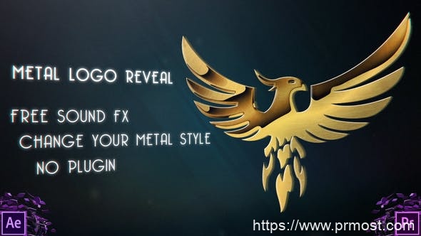 313金属logo演绎动画Pr模版AE模版，Metal Logo Reveal