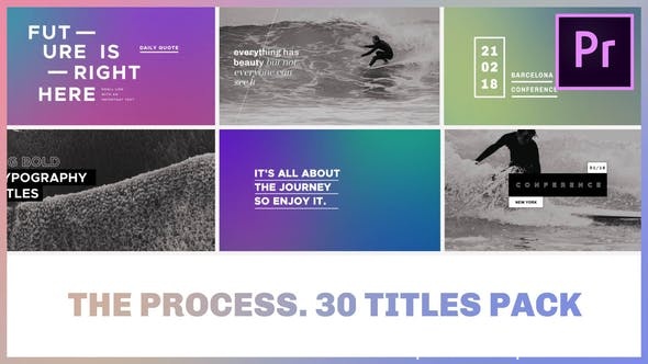 318创意文字标题动画Mogrt预设Pr预设，The Process / Titles Pack for Premiere Pro