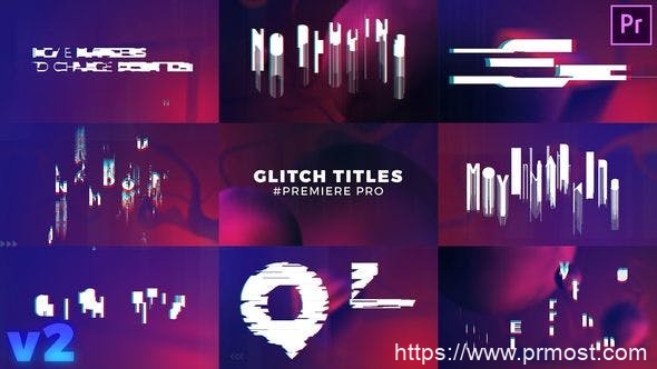 346信号干扰文字Mgort预设Pr预设，Glitch Titles Sequence Mogrt