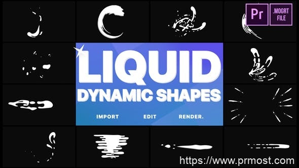 402动态流体特效视频包装Mogrt动画Pr预设，Dynamic Liquid Shapes | Premiere Pro MOGRT