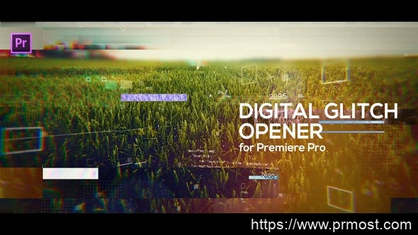 425信号干扰数字科技视频开场Pr模版，Glitch Digital Opener for Premiere Pro