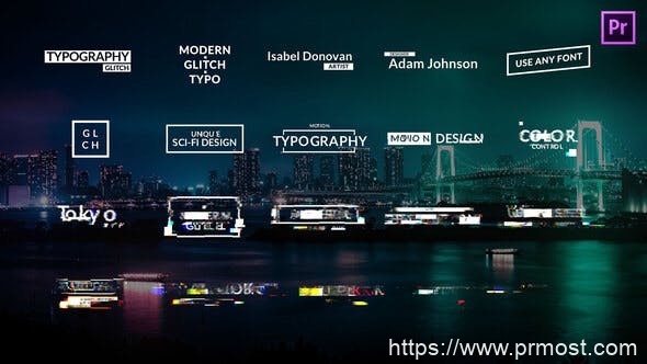 477信号干扰文字标题Mogrt动画Pr预设,Glitch Titles Animations for Premiere Pro