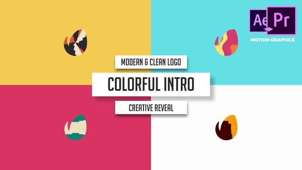 496现代简洁logo演绎Mogrt动画Pr预设，Modern & Clean Logo – Colorful Intro