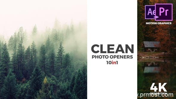 498简洁图片视频开场logo演绎Mogrt预设AE模版，Clean Photo Openers – Logo Reveal