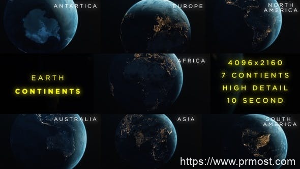 7组4K地球旋转夜景灯光城市图动画背景视频素材
