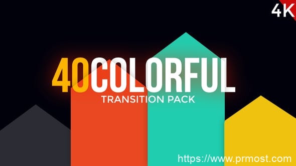 580-40组现代转场过渡Mogrt动画Pr预设，Modern Colorful Transitions Pack