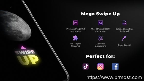 587手机屏幕图片展示切换转场Mogrt预设，Mega Swipe Up