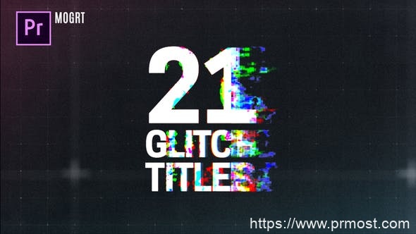 616信号干扰文字标题Mogrt动画Pr预设，Glitch Titles