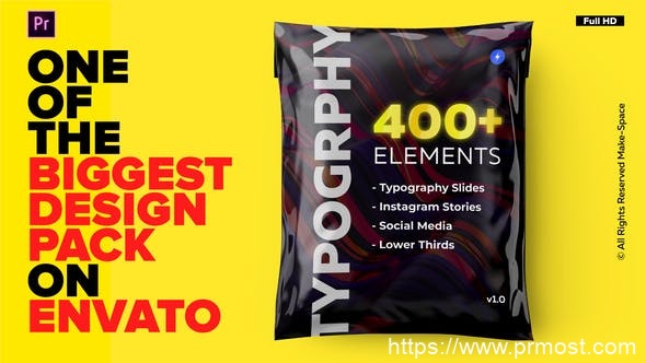 632创意文字特效Mogrt动画AE模版，Typography Design Pack – for Premiere Pro