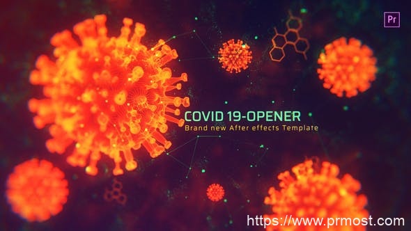 636新型冠状病毒特效Mogrt动画Pr预设，Covid Opener MOGRT