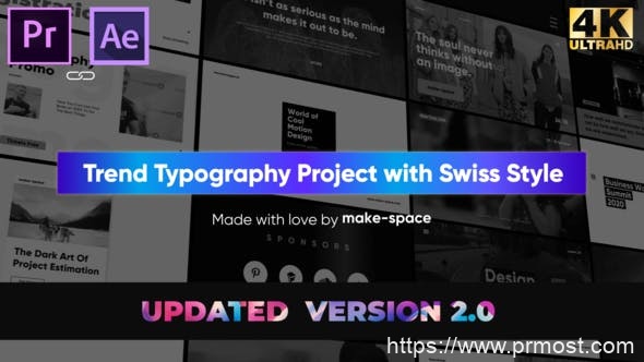 639创意文字特效视频Mogrt预设AE模版，Swiss Typography Pack – for Premiere Pro