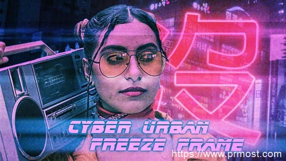 666冻结帧创意快闪视频开场AE模版，Cyber Urban Freeze Frame Opener