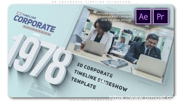 683-两套现代企业时间线年份标识视频介绍宣传PR预设AE模板，3D Corporate Timeline Slideshow