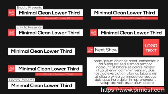 739迷你简洁文字标题Mogrt动画Pr预设，Minimal Clean Lower Thirds
