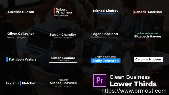 761简洁商业公司字幕条Mogrt动画Pr预设，Clean Business Lower Thirds – For Premiere Pro