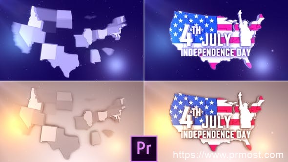 773美国地图logo演绎Mogrt动画Pr预设，USA Patriotic Logo – Premiere Pro