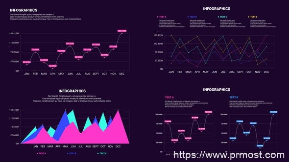 890PR预设点线趋势数据信息图动画 Customizable Line Infographics 32496724