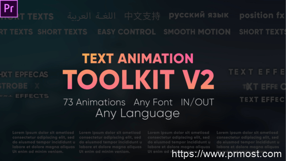 919PR预设-73种文字缓入缓出文本动画工具包 Text Animation Toolkit V2 33504334