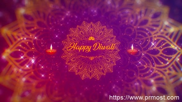 923粒子光效节日标题动画Mogrt动画Pr预设，Diwali Wishes Logo Mogrt