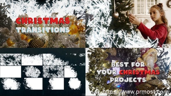 0955圣诞节视频包装Mogrt动画Pr模版，Ice Christmas Transitions | Premiere Pro MOGRT