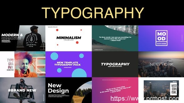 1033创意文字标题Mogrt动画Pr模版，Typography Slides | Premiere Pro