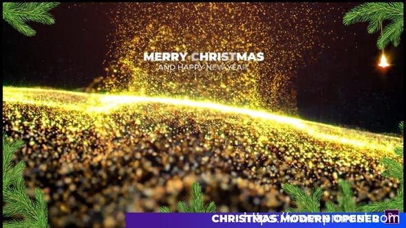 1043圣诞粒子特效视频开场Mogrt动画Pr模版，Particles Christmas Opener