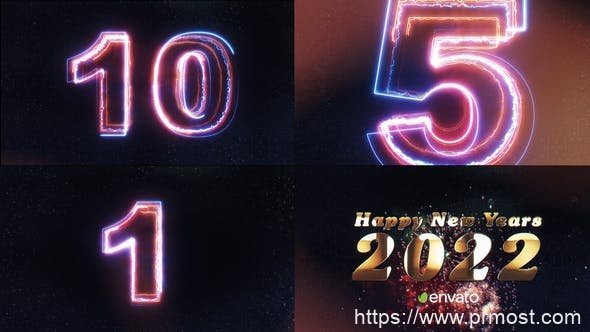 1044-2022新年倒计时Pr模版，New Year Countdown