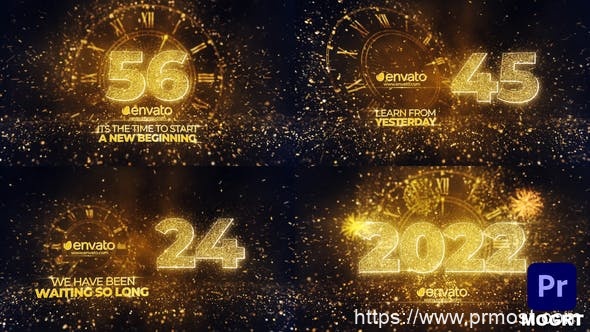 1045-2022新年倒计时Pr模版，New Year Countdown 2022 MOGRT