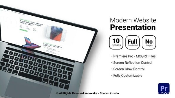 1048时尚电脑屏幕展示Pr模版，Modern Website Presentation For Premiere Pro