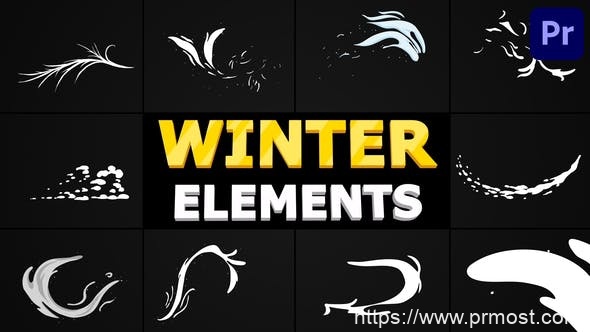 1118冬季手绘MG动画Pr模版，Hand-Drawn Winter Elements | Premiere Pro