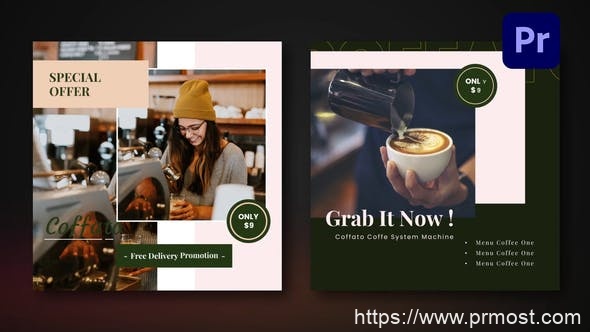 1128咖啡商品促销宣传Mogrt动画Pr模版，Coffee Shop Promo Mogrt