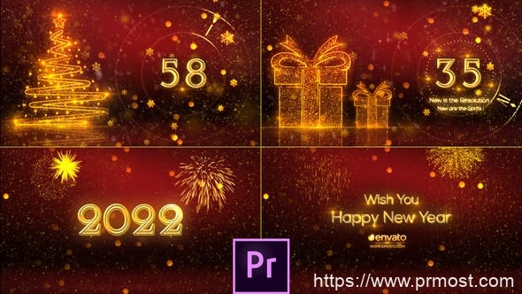 1153新年2022年倒计时Mogrt动画Pr模版，New Year Countdown 2022 – Premiere Pro