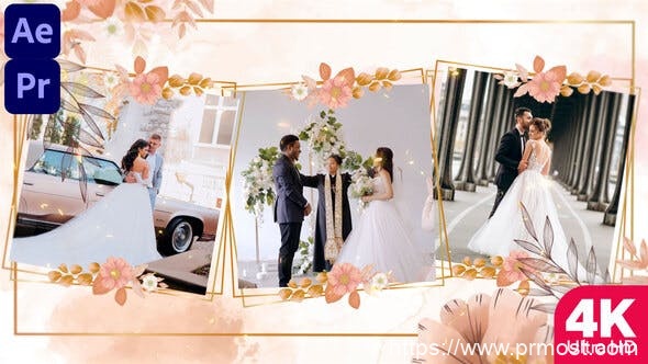 976婚礼视频包装Mogrt动画Pr模版，Wedding Invitation Slideshow 4K (with media) || MOGRT