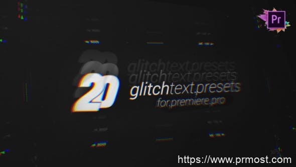 1215-数字失真效果文本预设包生动演绎Pr模板20 Glitch Text Presets Pack For Premiere Pro MOGRT