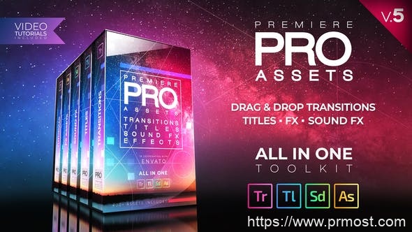 1259-幻灯片转场过渡、标题和生动音效Pr模板Premiere PRO Pack: Transitions, Titles, Sound FX