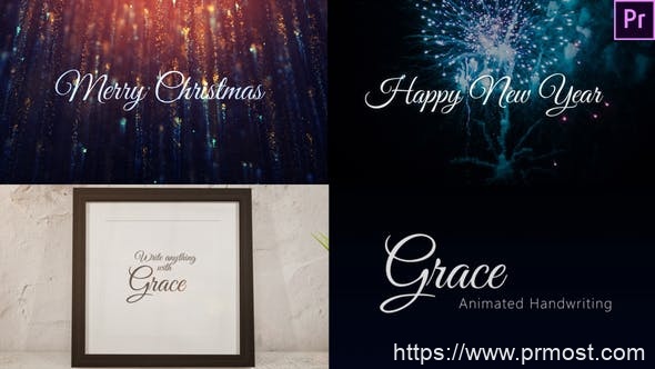 1297-圣诞节动画手写字体动态演绎Pr模板Grace – Animated Handwriting Typeface