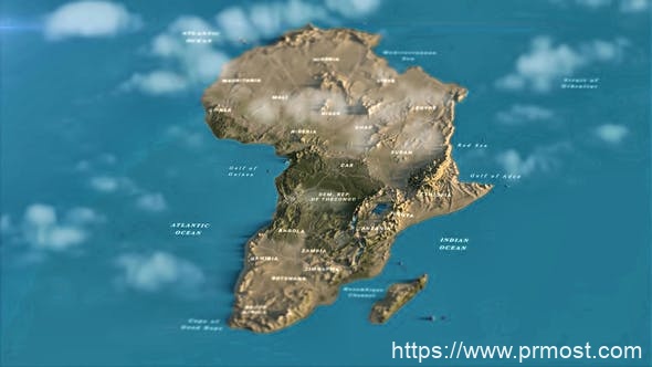 1383-非洲地图旅游路线展示Pr模板Africa Map PP