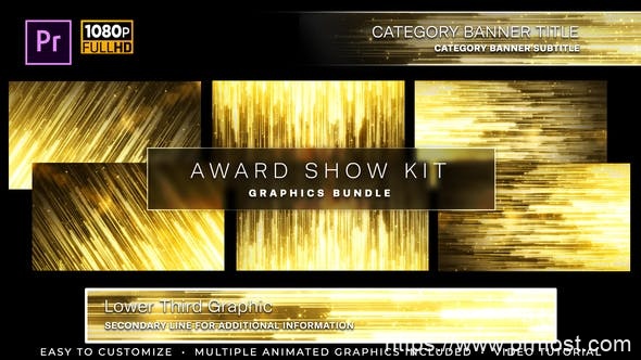 1446-绚丽风格颁奖典礼套件动态演绎Pr模板Awards Show Kit | MOGRT for Premiere Pro
