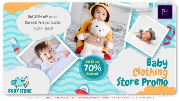1451-婴儿服装店促销活动展示Pr模板Baby Clothing Store Promo