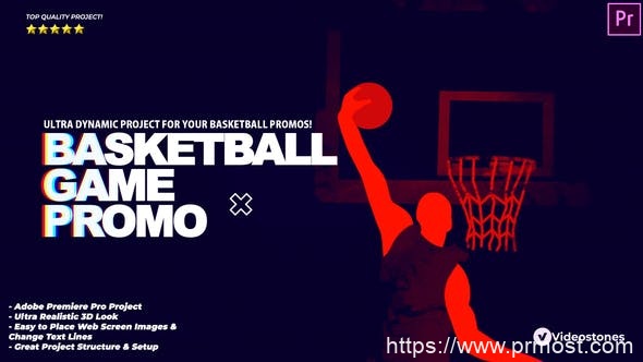 1469-篮球游戏宣传入门首映礼展示Pr模板Basketball Game Promo – Basketball Intro Premiere Pro