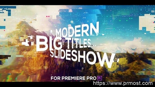 1491-Premiere Pro的大标题幻灯片故障效果展示Pr模板Glitch Big Titles Slideshow for Premiere Pro