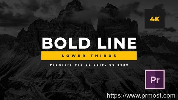1528-粗体线条下方三分之一标题动态排版展示Pr模板Bold Line Lower Thirds